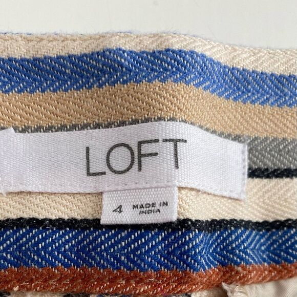 LOFT Riviera Linen Blend Multi-Color Striped Short Shorts Size 4 - Picture 11 of 11